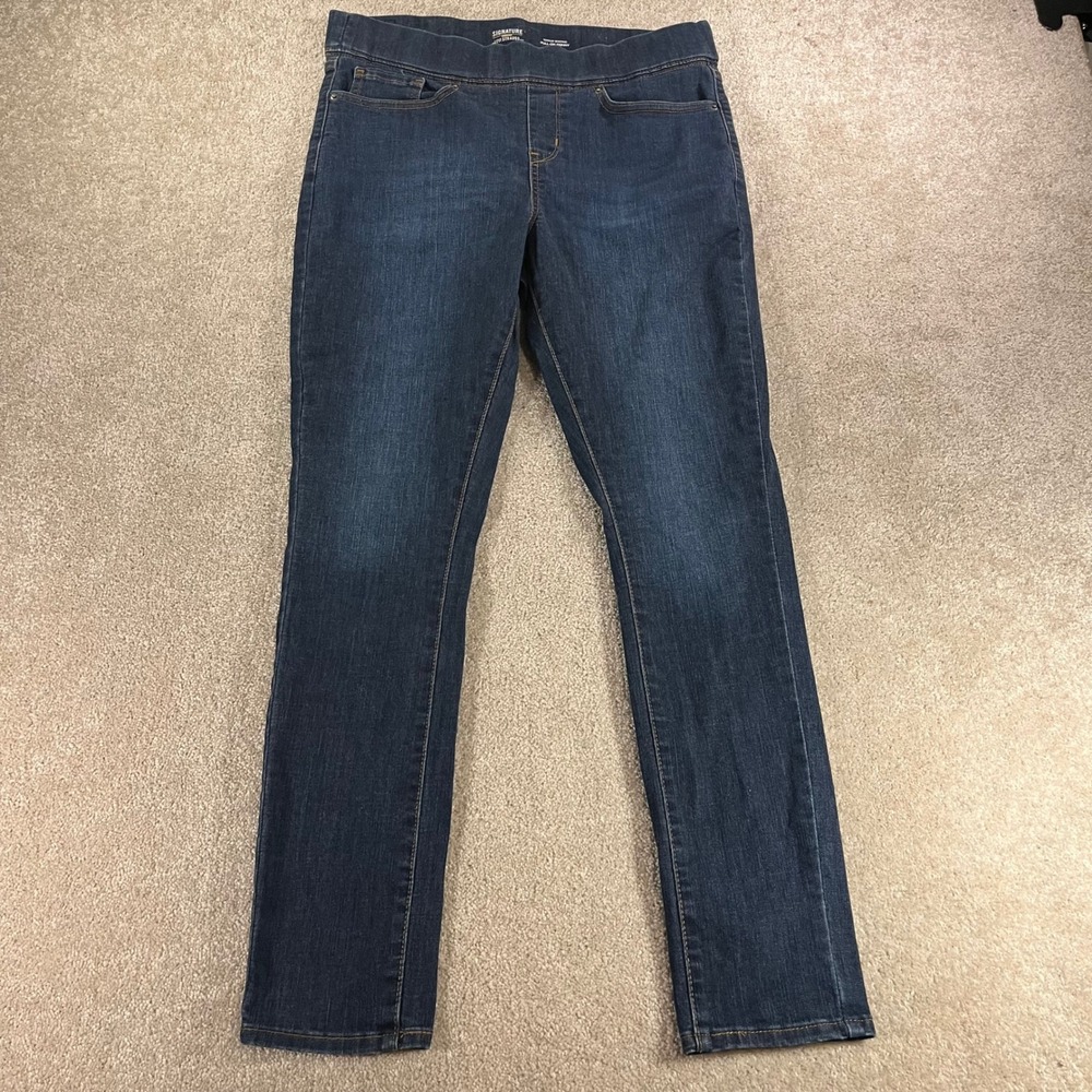 Signature Levi Strauss Pull On Skinny Jeans Womens 10 Dark Wash Totally Shaping